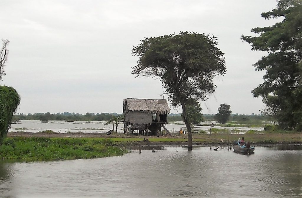 Cambodia stilt house Tonle Sap river